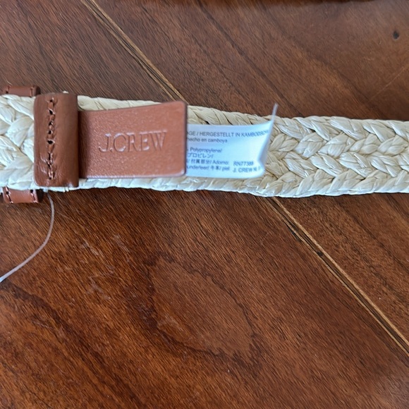 J. Crew Women's Braided Classic Woven Belt Size XS/S Natural Straw Gold Buckle - Picture 3 of 5